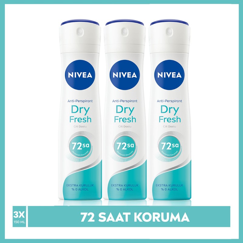 Nivea Kadın Sprey Deodorant Dry Fresh 150 ml,72 Saat Anti-perspirant Koruma ve Ekstra Kuruluk
