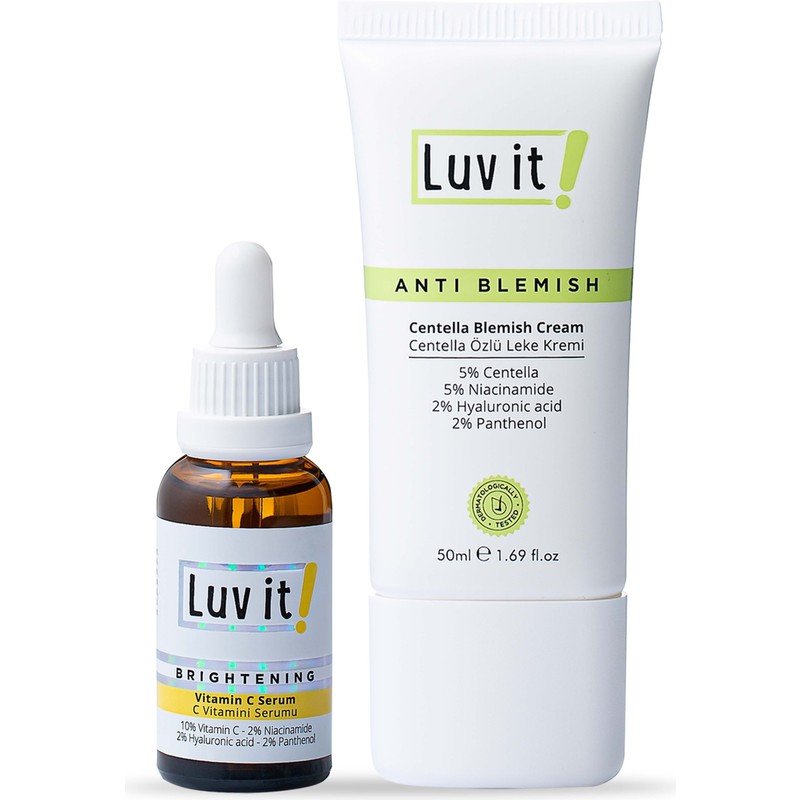 Luv it! Luv İt! C Vitamini Serumu + Centella Özlü Kremi 2'Li Cilt Bakım Seti