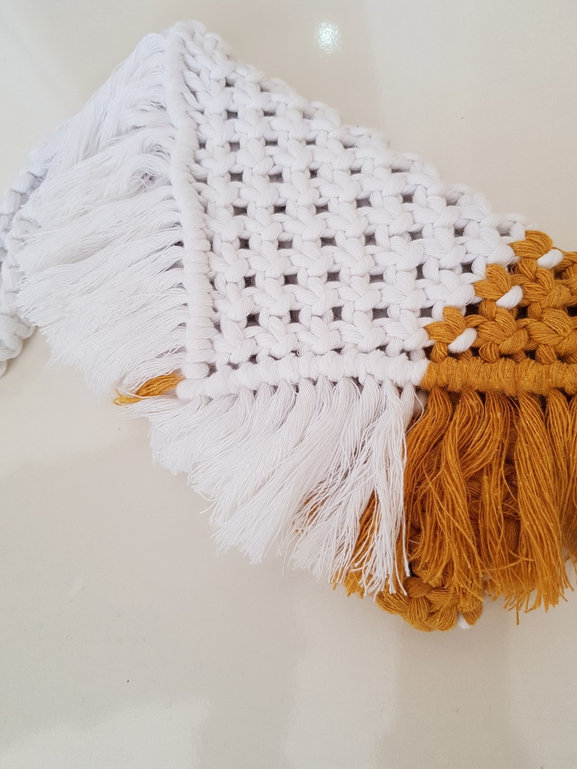 Zuviel Deco Makrome Beyaz Clutch Çanta görsel 2