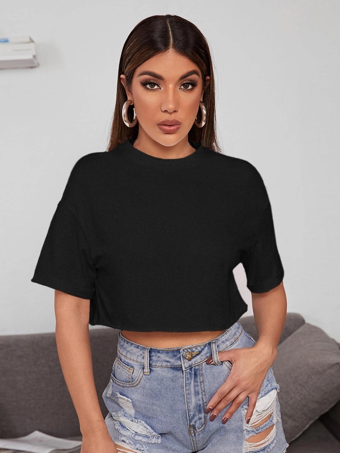 DAXİS Sportwear Company Crop Siyah Tshirt-Daxis Sportwear Company görsel 3