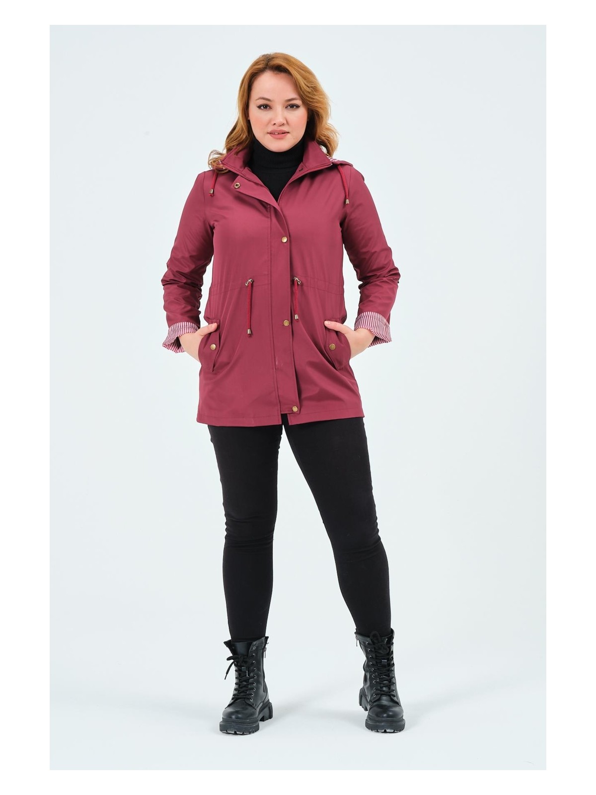 Glr & Gym Beren Mevsimlik Büyük Beden Yazlık Trençkot Mont - Görsel 7