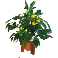 Yeşilada Yapay Mini Limon Ağacı 40 cm Boy Limon Ahşap Saksıda Minyatür Ağaç
