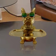 Chasoe Masa Polyresin Köpek Heykel Giriş Anahtar Depolama Tutucu Süs Sanatı Altın (Yurt Dışından)