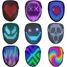 Doppler LED Maske Çok Renkli LED Işıklı Şarjlı Parti Maskesi Kablosuz Yılbaşı Düğün Eğlence