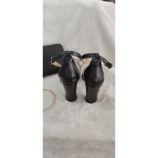 Çiğdem Kundura Siyah Çapraz Bantlı Sivri Burun Topuklu Ayakkabı (Cmy AT8C) - Siyah - 39 - ST01726-SİYAH-39