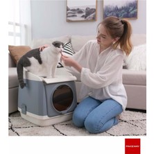 Pakeway Çift Kapılı Kedi Kumu Kutusu Mavi - Pakeway