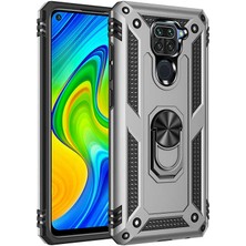 Heptek İletişim Xiaomi Redmi Note 9 Kılıf Tank Zırh Yüzüklü Mıknatıslı Standlı Kapak (Vega)