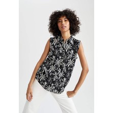 DeFacto Regular Fit Palmiye Desenli Kolsuz Gömlek K4668AZ22HS