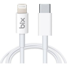 Bix BX-IP02UC Type-C To Lightning Data ve Şarj Kablosu Beyaz 1 Metre