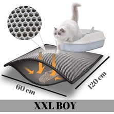 Bypet Kedi Tuvaleti Önü Elekli Kedi Kumu Paspası- Xxl Boy- Gri Renk (60 x 120 Cm)
