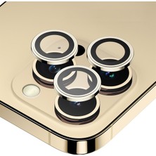 BLUEO iPhone 14 Pro / 14 Pro Max Original Metal Frame Gold Kamera Lens Camı Koruyucu - Çerçeve