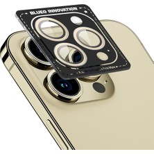 BLUEO iPhone 14 Pro / 14 Pro Max Original Metal Frame Gold Kamera Lens Camı Koruyucu - Çerçeve