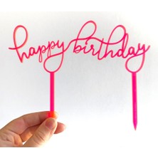 Turansoy Craft Happy Birthday Tekrar Kullanılabilir Pasta Süsü Pasta Kürdanı