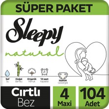 Sleepy Natural Süper Paket Bebek Bezi 4 Numara Maxi 104 Adet