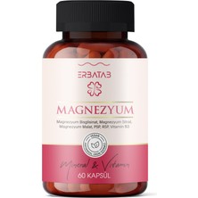 Erbatab Magnezyum 3 Lü Form (Bisglisinat, Sitrat, Malat) & Vitamin B3 - 60 Kapsül - Magnezyum