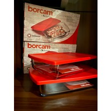 Paşabahçe Borcam Saklama Kabı Kırmızı Kapaklı 1320 cc Isıya Dayanıklı 2'li Set