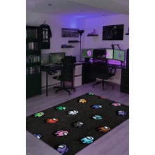 Homshtag Aramızda Dokuma Tabanlı Yıkanabilir Among Us Gamer Halısı