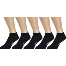 Ozzy Socks 5 Çift Dikişsiz Pamuklu Siyah Unisex Patik Çorap Yazlık Dayanıklı Topuk ve Burun
