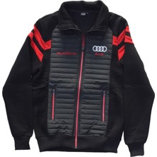 Audi Erkek Siyah Önü Şişme Model Cepli Fermuarlı Hakim Yakalı Bomber Sweat Ceket Ecfh-Audş