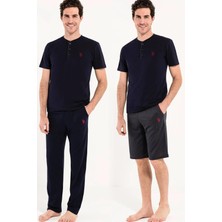 Erkek 3 Lü Kısa Kol Lacivert Pijama Takımı 1C2T0N05