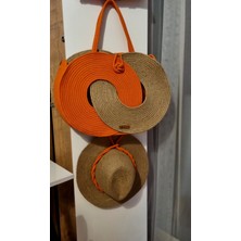 Zuviel Deco 45X33 El Yapımı Turuncu Hasır Plaj Çantası