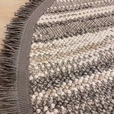 Eko Halı Motto Mot 01 Grey Beyaz 120*120 cm Yuvarlak Halı