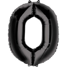 Parti Adresi Rakam Folyo Balon 0 Rakamı Siyah 100 cm 40 Inc