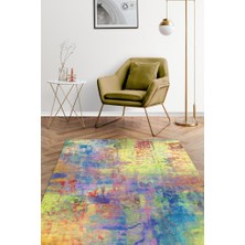 Homshtag Pastel Sanatı Çok Renkli Mutfak Halısı Soyut Desenli Salon Halısı Modern Pastel Renkli Halı