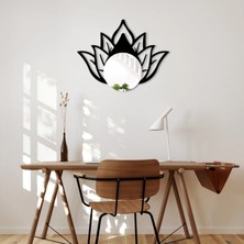 Rarart Concept Siyah Lotus Çiçeği Desenli Duvar Aynası - Şık Ve Modern Tasarım - Lotus
