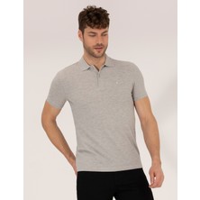 Pierre Cardin Erkek Açık Gri Melanj Slim Fit Polo Yaka Basic Tişört 50269606-VR091