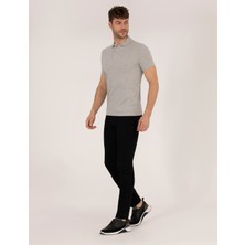 Pierre Cardin Erkek Açık Gri Melanj Slim Fit Polo Yaka Basic Tişört 50269606-VR091