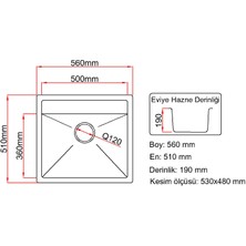 Granite Rising Granit Eviye-Beyaz 56X51 - Tek Gözlü Mutfak Eviyesi