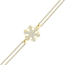 Lilarote Taşlı Kar Tanesi Altın Bileklik