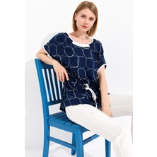 Kadın Sıfır Yaka Iki Renk Penye T-Shirt Laci/ekru