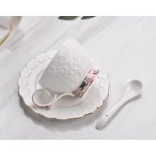 HaiTun Nordic Yaratıcı Rölyef Seramik Kahve Fincanı Set Lüks English Yeniden Kullanılabilir Öğleden Sonra Çay Bardağı Seti Vintage Copo Cafe Home Gereçleri BD50 | Kupa ve tabaklar (Yurt Dışından)