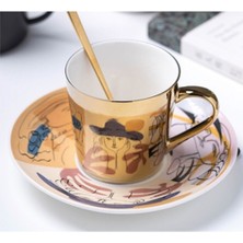 HaiTun Yeni 250 ml Altın Gümüş Kahve Kupa Fincan Seramik Çay Bardağı ve Kaşık Komik Moda Tasarım Zakka Tazas Cafe Espresso Porselen Fincan Dish | Kahve Kupası ve tabak Setleri (Yurt Dışından)