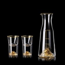 HaiTun Sake Set Üst Sınıf Altın Dağ Liquor Shot Cam Şarap Destanter Kristal Votka Beyaz Ruhu Altın Folyo Dağıtıcı Atış Cam | Sürahileri (Yurt Dışından)