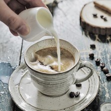 HaiTun Japon Seramik Cappuccino Kahve Fincanı Suni Kaşık Setleri El Yapımı Vintage Kupalar Çevre Dostu Hediye Seti Öğleden Sonnası Drnkware | Kahve Kupası ve tabak Setleri (Yurt Dışından)