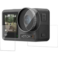 Telesin Djı Osmo Action 3 Için Temperli Kırılmaz Cam Filmi Ekran Koruyucu ( Ön Ekran + Arka Ekran + Lens )