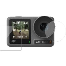 Telesin Djı Osmo Action 3 Için Temperli Kırılmaz Cam Filmi Ekran Koruyucu ( Ön Ekran + Arka Ekran + Lens )