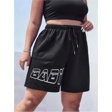 DAXİS Sportwear Company Daxis Baskılı Kısa Kadın Şort Siyah Parlak Renkli Rahat Kesim Yazlık Tasarım