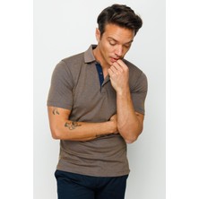 Desen Triko Erkek Polo Yaka T-Shirt S.kahve