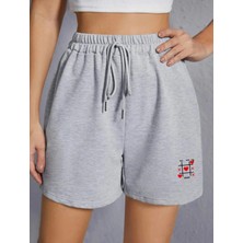 DAXİS Sportwear Company Baskılı Kadın Kısa Şort Spor Tarz ve Nefes Alabilir Kumaş Özelliği