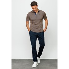 Desen Triko Erkek Polo Yaka T-Shirt S.kahve