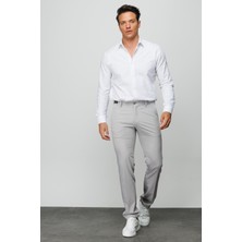 Desen Triko Erkek Beli Lastikli Yan Cepli Koton Pantolon Gri