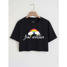 DAXİS Sportwear Company Baskılı Crop Tshirt Daxis Sportwear Company