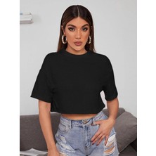 DAXİS Sportwear Company Crop Siyah Tshirt-Daxis Sportwear Company