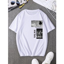 DAXİS Sportwear Company New York Baskılı Oversize Beyaz Unisex Tshirt-Daxis Sportwear Company