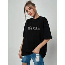 DAXİS Sportwear Company Kadın Kaktüs Baskılı Oversize Tshirt Daxis Sportwear Company