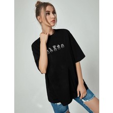 DAXİS Sportwear Company Kadın Kaktüs Baskılı Oversize Tshirt Daxis Sportwear Company